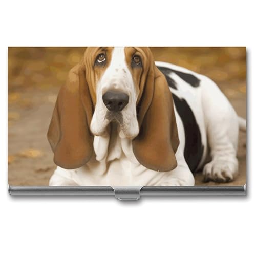 YJWANDO Visitenkartenhalter, Basset Hound Print Metall Kartenetui Leichter Kartenhalter Aluminium Kartenetui Tasche Kartenetui, Stil: von YJWANDO