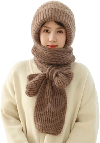 YJWZ Kapuzenschal Damen Winter,2 in 1 Winddichter Mützenschal Integrierter Gehörschutz Winddichte Mütze Schal,Niedlich Mütze Schal Set Damen Winter Warm Strickmütze,Kapuzenschal für Frauen YJWZ Kapuzenschal Damen Winter,2 in 1 Winddichter Mützenschal Integrierter Gehörschutz Winddichte Mütze Schal,Niedlich Mütze Schal Set Damen Winter Warm Strickmütze,Kapuzenschal für Frauen von YJWZ