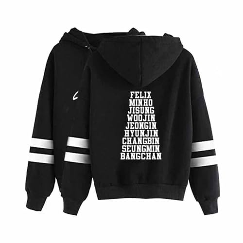 YJYP Leichter Kapuzenpullover Felix Hyunjin Bangchan Changbin Sweatshirt für Damen, Schwarz, M von YJYP