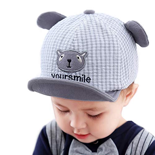 Baby Baseball Cap Verstellbar Baseballmütze Sommer UV-Schutz Jungen Mädchen Sonnenhut Cartoon Bären Baseballkappe Schnelltrocken Outdoor Faltbar Leicht Babyhut Grau von YJZQ