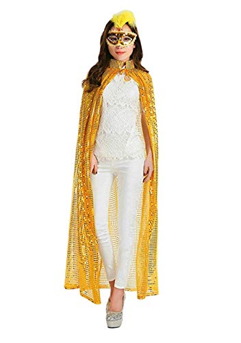 Damen Halloween Umhang Lange Pailleiten Bekleidung Karneval Fasching Kostüm Cape Fashion Cosplay Zubehör von YJZQ