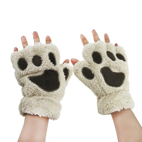 Damen Fingerlos Handschuhe Winter Katze Claw Bear Pfote Plüsch Fäustlinge Niedliche Cartoon Halbfinger Handschuhe Warme Fausthandschuh Outdoor Dicke Handwärmer Damen Fingerlos Handschuhe Winter Katze Claw Bear Pfote Plüsch Fäustlinge Niedliche Cartoon Halbfinger Handschuhe Warme Fausthandschuh Outdoor Dicke Handwärmer von YJZQ