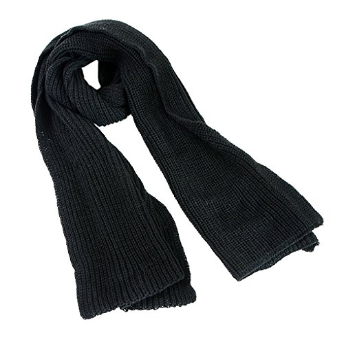 Unisex Strickschal Lang Grobstrick Schal Warm Winterschal einfarbiges Halstuch Oversized Schlauchschal für Herbst und Winter, Schwarz, Einheitsgröße von YJZQ