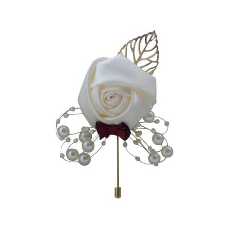 YJZQ Bräutigam Anstecknadel Brautn Corsage Boutonniere Künstlicheblume Hochzeit Boutonniere Handgefertigte Brosche Hochzeit Prom Bankett Blumendekor für Bräutigam Herren Braut Frauen von YJZQ