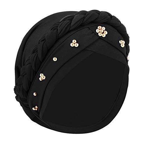 YJZQ Damen Beanie Hut Elastisch Kopftuch Elegante Muslim Kappe Winddicht Turban Hut Kopfbedeckung Strinband Baumwollmütze Multifunktionstuch von YJZQ