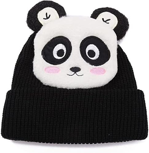 YJZQ Damen Beanie Mütze Herren Feinstrick Beanie Slouch Mützen Bequeme Strickmütze aus Wolle Warme und Süße Panda Koala Winterhüte Atmungsaktiv Klassische Beaniemütze (Schwarz, one Size) von YJZQ