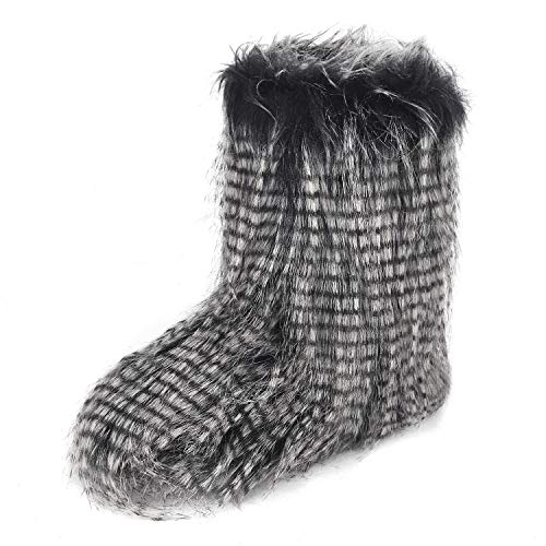 YJZQ Damen Hohe Hausschuhe Winter Pantoffeln Stiefel mit weichen Poms Plüsch Hüttenschuhe Rutschfester Hausstifel Gemütliche Schuhe für Zuhause und Outdoor von YJZQ