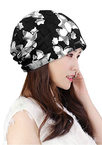 YJZQ Flexibel Atmungsaktiv Mützen Damen Spitze Kopfbedeckung Baumwolle Jacquard Kopftuch Bandana Cap Sommermütze Luftmasche Chemo Turban für Sport, Schlaf, Haarausfall,Krebs Frauen,Schwangere Frau von YJZQ