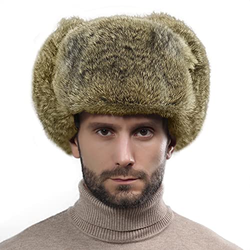 YJZQ Fliegermütze Wintermütze mit Ohrenklappen Herren Webpelzmütze Beanie-Mütze Kunstfellmütze Weiche Warme Trappermütze Pelzmütze Outdoor Russenmütze für Erwachsene von YJZQ