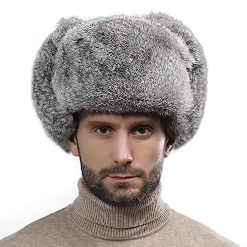 YJZQ Fliegermütze Wintermütze mit Ohrenklappen Herren Webpelzmütze Beanie-Mütze Kunstfellmütze Weiche Warme Trappermütze Pelzmütze Outdoor Russenmütze für Erwachsene von YJZQ