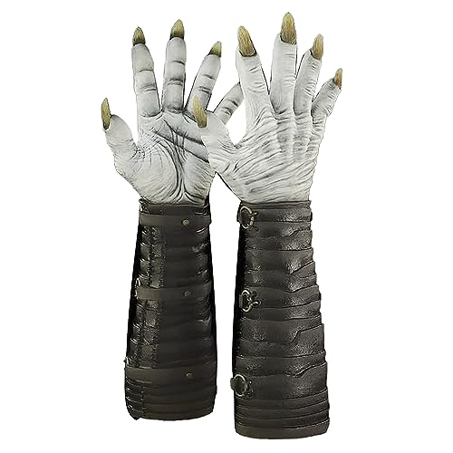 YJZQ Halloween Handschuhe Horrorr Kostüm Zubehör Monster Latex Handschuhe Zombiehandschuhe Wolf Gloves Cosplay Maskerade Kostüm Untoter Monster Latexhandschuhe Hot Dog Finger Handschuhe von YJZQ