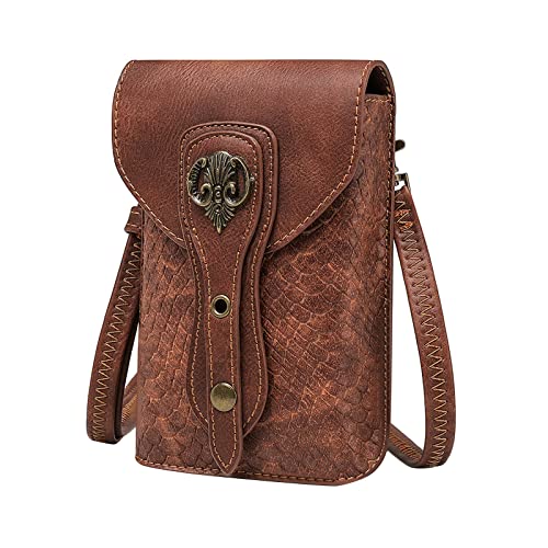 YJZQ Handytasche zum Umhängen Damen Handy Umhängetasche Mini Schulter Messenger Bag Punk Motorrad Kleiner Quadratischer Tasche Vintage Crossbody PU Leder Schultertasche für Damen Mädchen von YJZQ