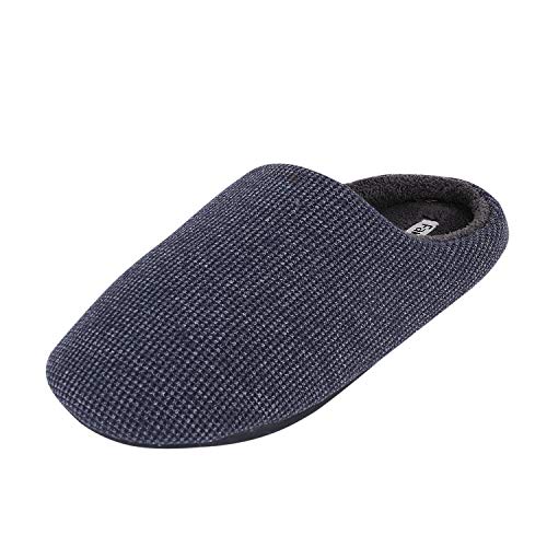 YJZQ Herren Winter Pantoffeln Plüsch Hausschuhe Komfortable Slipper mit rutschfester Sohle Indoor Warm Filzpantoffeln Schlappen Maschine Waschbar, Dunkelblau, 44-45 EU von YJZQ