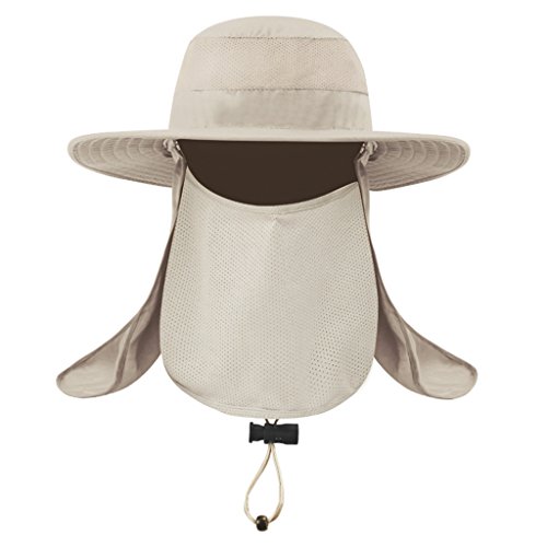 YJZQ Mütze Herren Sommer Outdoor Sonnenhut Männer UV Schutz Safari Hut Fischerhut Männe Faltbar Atmungsaktiv Wanderhut Nackenschutz für Outdoor aktivitäten UVP 50+ von YJZQ