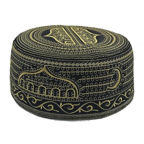 YJZQ Muslimischer Gebetshut Hut Muslim Prayer Hat Herren Stickerei Muslim Islam Mütze Männlicher Islam Mann Stickerei Kappe Muslim Gebet Kufi Hut für Ramadan Deko von YJZQ