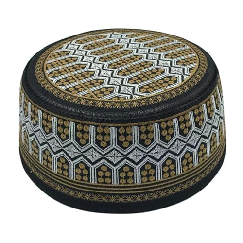 YJZQ Muslimischer Gebetshut Hut Muslim Prayer Hat Herren Stickerei Muslim Islam Mütze Männlicher Islam Mann Stickerei Kappe Muslim Gebet Kufi Hut für Ramadan Deko von YJZQ