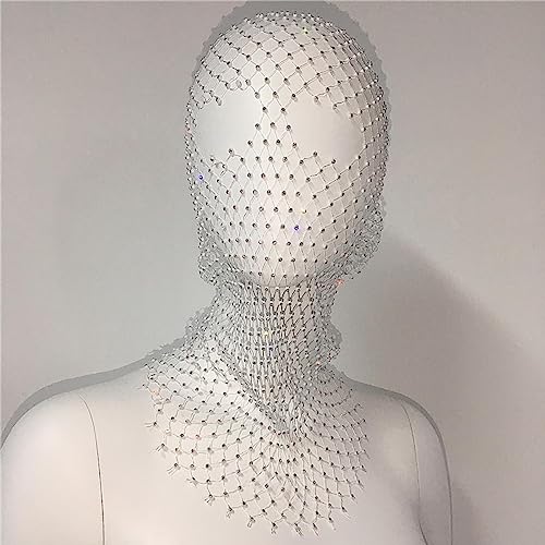 YJZQ Strassmaske Mesh Strass Stirnbänder Netz-Kopfbedeckung Kristall Kopfkappe Haarschmuck für Brautparty Flapper Halloween Ball Party von YJZQ