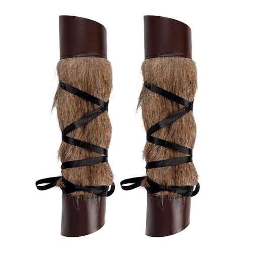 YJZQ Unisex weiche Handgelenkschützer Wikinger Plüsch Armband Mittelalterlicher Kunstleder Armschützer Vintage Armstulpen Barbaren Armbänder für Rollenspiele, Halloween, Abschlussbälle von YJZQ