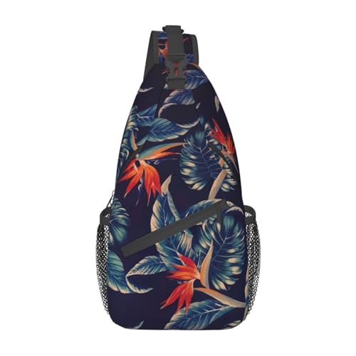 Gürteltasche mit Hippie-Muster für Damen und Herren, modische Crossbody-Taschen, Sling-Rucksack mit verstellbarem Riemen, Hawaii Tropische Blume, Einheitsgröße von YJxoZH