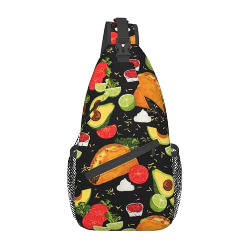Gürteltasche mit Hippie-Muster für Damen und Herren, modische Crossbody-Taschen, Sling-Rucksack mit verstellbarem Riemen, Lebensmitteldruck, Einheitsgröße von YJxoZH