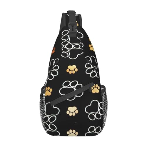 Gürteltasche mit Hunde-Aufdruck für Damen und Herren, modische Crossbody-Taschen, Sling-Rucksack mit verstellbarem Riemen, Hundepfotenmotiv, Einheitsgröße von YJxoZH