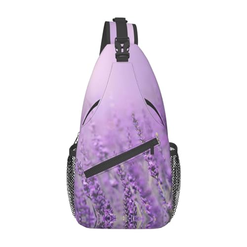 Gürteltasche mit abstraktem geometrischem Muster für Damen und Herren, modische Crossbody-Taschen, Sling-Rucksack mit verstellbarem Riemen, Romantischer violetter Lavendel, Einheitsgröße von YJxoZH