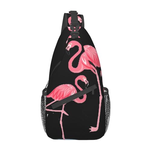 Gürteltasche mit frischen Sukkulenten für Damen und Herren, modische Crossbody-Taschen, Sling-Rucksack mit verstellbarem Riemen, Vier Flamingos, Einheitsgröße von YJxoZH