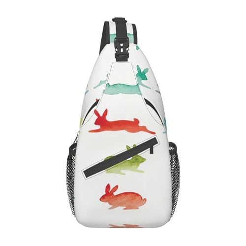 Hai mit Sonnenglas-Druck, Gürteltasche für Damen und Herren, modische Crossbody-Taschen, Sling-Rucksack mit verstellbarem Riemen, Rainbow Rabbit, Einheitsgröße von YJxoZH