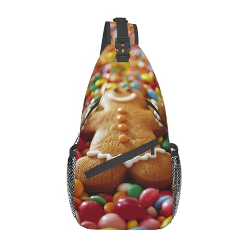 Lebkuchenmann-Gürteltasche für Damen und Herren, modische Crossbody-Tasche, Sling-Rucksack mit verstellbarem Riemen, Lebkuchenmann Candy, Einheitsgröße von YJxoZH