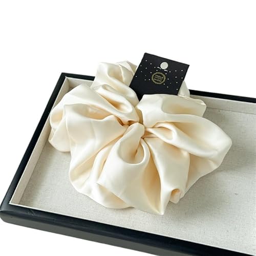 YKAFADE 4 Stück Scrunchies Groß Seiden Haargummi für Damen - Weiche Seide Satin Haargummis Pferdeschwanzhalter Haarband Elastisch Scrunchies Haarbänder für Frauen Mädchen -Beige von YKAFADE