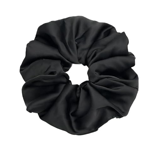 YKAFADE 4 Stück Scrunchies Groß Seiden Haargummi für Damen - Weiche Seide Satin Haargummis Pferdeschwanzhalter Haarband Elastisch Scrunchies Haarbänder für Frauen Mädchen -Schwarz von YKAFADE
