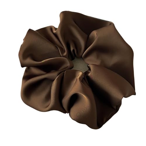 YKAFADE 5 Stück Satin Scrunchies für Frauen - Einfarbige Haargummis Seide Scrunchies Weich Elastisch Haarbänder Pferdeschwanzhalter Haarband Haaschmuck für Mädchen Damen Frauen -Kaffee von YKAFADE