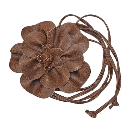 YKAFADE Damen Blumen Gürtel - Hüftgürtel Wickelgürtel Leder Look mit extravaganter Blume Verstellbarer PU Leder Gürtel Taillengürtel Blumengürtel für Frauen Kleid Zubehör Festival Party Hochzeit von YKAFADE