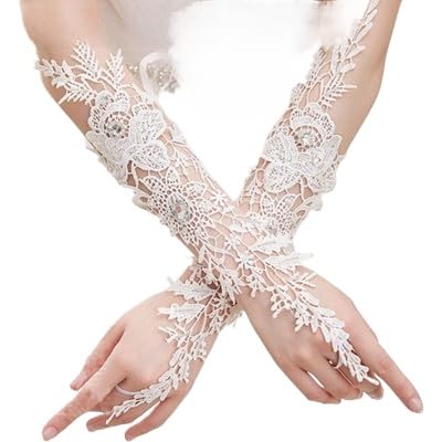YKAFADE Damen Hochzeit Brauthandschuhe Fingerlose Spitze Handschuhe mit Blumen Perle Abendhandschuhe Weiße Spitzenhandschuhe Klassische Oper Party Handschuhe 1920er Jahre Zubehör Kostüm Accessoires YKAFADE Damen Hochzeit Brauthandschuhe Fingerlose Spitze Handschuhe mit Blumen Perle Abendhandschuhe Weiße Spitzenhandschuhe Klassische Oper Party Handschuhe 1920er Jahre Zubehör Kostüm Accessoires von YKAFADE