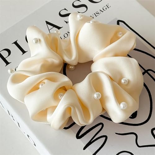YKAFADE Scrunchies Haargummi Damen,5 Stück Satin Haargummis mit Perlen elastische Haarbänder Groß weiche Haarbänder Haarschmuck für Frauen Mädchen für Lange Feine Oder Dicke Lockige Haare -Weiße YKAFADE Scrunchies Haargummi Damen,5 Stück Satin Haargummis mit Perlen elastische Haarbänder Groß weiche Haarbänder Haarschmuck für Frauen Mädchen für Lange Feine Oder Dicke Lockige Haare -Weiße von YKAFADE