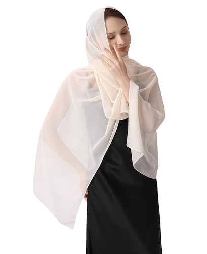 Damen Halstuch Chiffon Sommer Schal Damen Festliche Stola für Abendkleid oder Brautkleid Hochzeit Schals & Tücher für Damen Modischer Schal Stola Halstuch (Aprikose) von YKDLLF