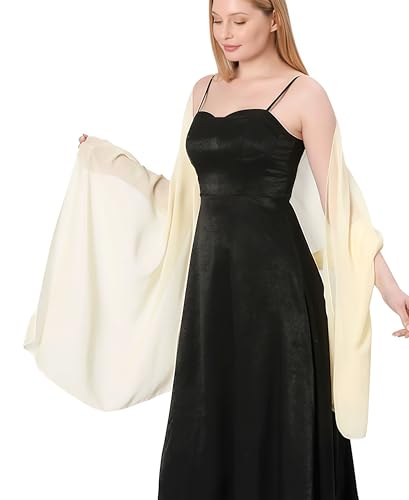 Damen Halstuch Chiffon Sommer Schal Damen Festliche Stola für Abendkleid oder Brautkleid Hochzeit Schals & Tücher für Damen Modischer Schal Stola Halstuch (beige) von YKDLLF