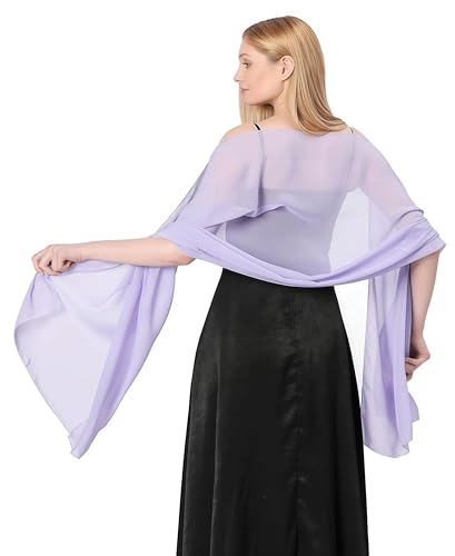 Damen Halstuch Chiffon Sommer Schal Damen Festliche Stola für Abendkleid oder Brautkleid Hochzeit Schals & Tücher für Damen Modischer Schal Stola Halstuch (hellviolett) von YKDLLF