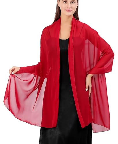 Damen Halstuch Chiffon Sommer Schal Damen Festliche Stola für Abendkleid oder Brautkleid Hochzeit Schals & Tücher für Damen Modischer Schal Stola Halstuch (weinrot) von YKDLLF