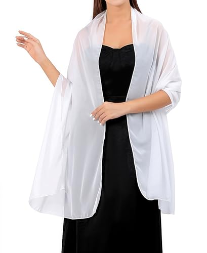 Damen Halstuch Chiffon Sommer Schal Damen Festliche Stola für Abendkleid oder Brautkleid Hochzeit Schals & Tücher für Damen Modischer Schal Stola Halstuch (weiß) von YKDLLF