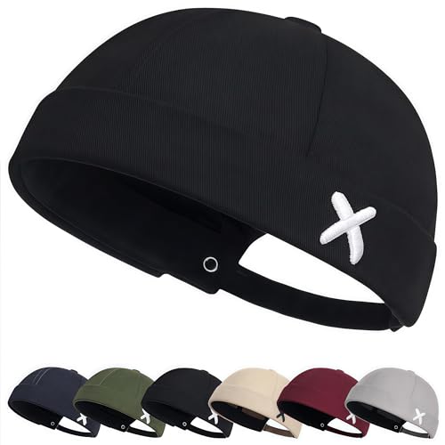 YKDLLF Brimless Docker Cap Baumwolle Verstellbar Beanie UV-Schutz Seemannsmütze Hafenmütze Street Casual Kurze Fisherman Beanie Docker Mütze Herren und Damen von YKDLLF