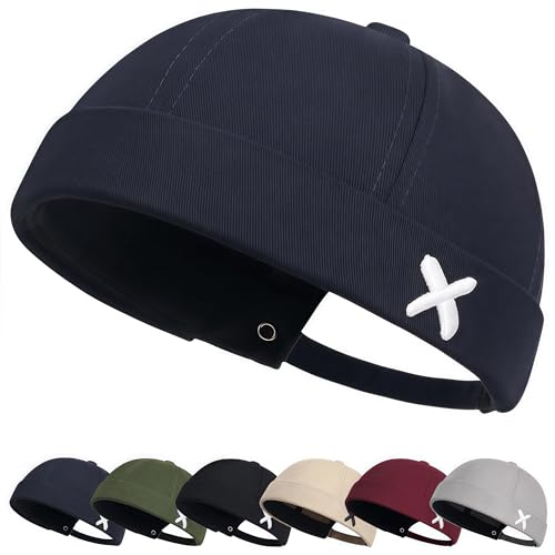 YKDLLF Brimless Docker Cap Baumwolle Verstellbar Beanie UV-Schutz Seemannsmütze Hafenmütze Street Casual Kurze Fisherman Beanie Docker Mütze Herren und Damen von YKDLLF