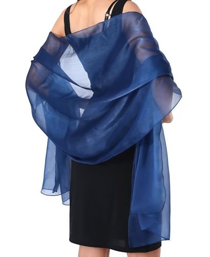 YKDLLF Damen Halstuch Chiffon Sommer Schal Damen Festliche Stola für Abendkleid oder Brautkleid Halstuch Chiffon Stola Schal Elegant Chiffontücher Leichter Weicher (blau) von YKDLLF