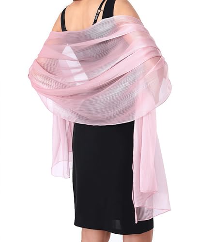 YKDLLF Damen Halstuch Chiffon Sommer Schal Damen Festliche Stola für Abendkleid oder Brautkleid Halstuch Chiffon Stola Schal Elegant Chiffontücher Leichter Weicher (nude rosa) von YKDLLF