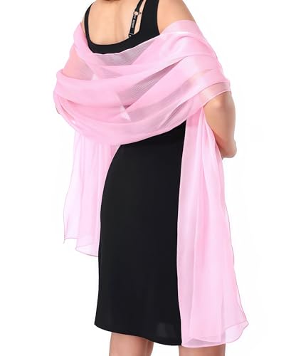 YKDLLF Damen Halstuch Chiffon Sommer Schal Damen Festliche Stola für Abendkleid oder Brautkleid Halstuch Chiffon Stola Schal Elegant Chiffontücher Leichter Weicher (rosa) von YKDLLF