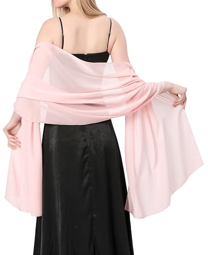 YKDLLF Damen Halstuch Chiffon Sommer Schal Damen Festliche Stola für Abendkleid oder Brautkleid Hochzeit Schals & Tücher für Damen Modischer Schal Stola Halstuch (Hellrosa) von YKDLLF