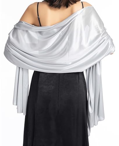 YKDLLF Damen Halstuch Chiffon Sommer Schal Festliche actory Heidi Chiffon Schal Damen Seidenweich und Federleicht Eleganter Halstuch Schal Premium (silber) von YKDLLF