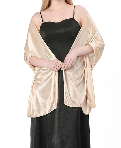 YKDLLF Damen Halstuch Polyester Sommer Schal Festliche actory Heidi Polyester Schal Damen Seidenweich und Federleicht Eleganter Halstuch Premium (champagner-farbe) von YKDLLF