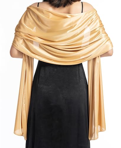 YKDLLF Damen Halstuch Polyester Sommer Schal Festliche actory Heidi Polyester Schal Damen Seidenweich und Federleicht Eleganter Halstuch Premium (golden) von YKDLLF