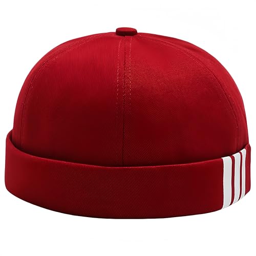 YKDLLF Sommer Docker Cap Cotton Herren Verstellbar Seemannsmütze Cap Ohne Schirm Retro Brimless Hat Rolled Cuff Fischermütze Kurz Docker Hat Schirm Schnelltrocknend von YKDLLF